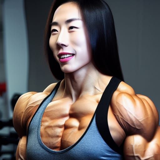 Muscular Korean Female Bodybuilder with Ripped Physique