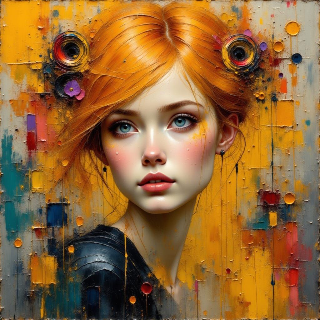 Woman Painting in Art Nouveau Style