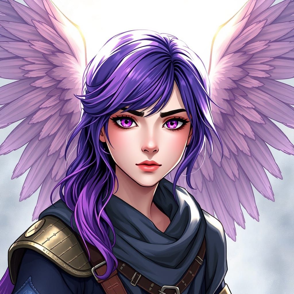 she is the on with violet hair and pink eyes her voice of an...