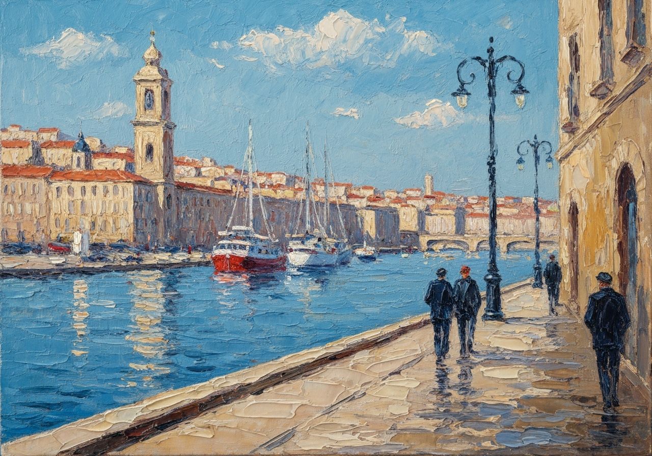 Heavily Impasto port of Marseille, Impressionist style