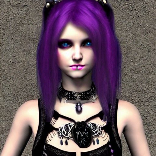 Gothic Egirl with White Hair in 8k 3D