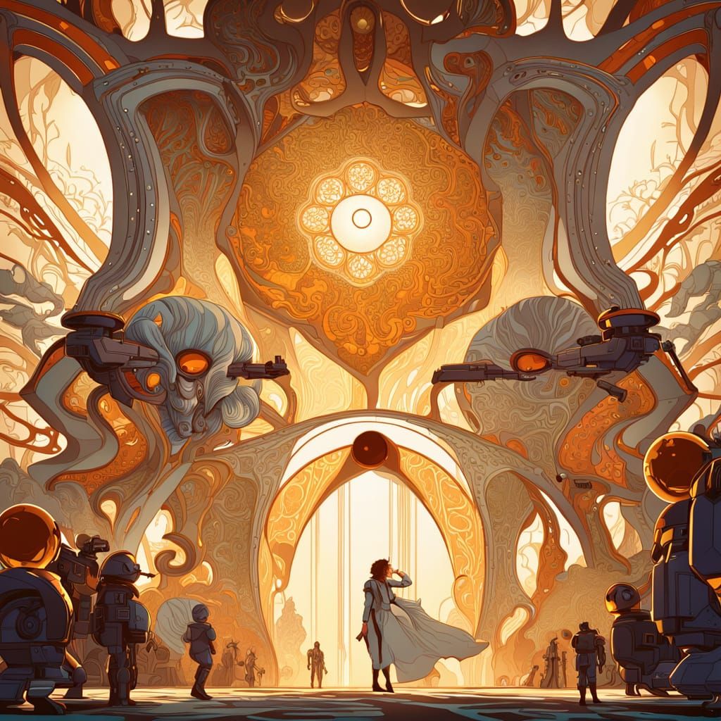 Cyberpunk Warrior Woman in Golden Hour Light