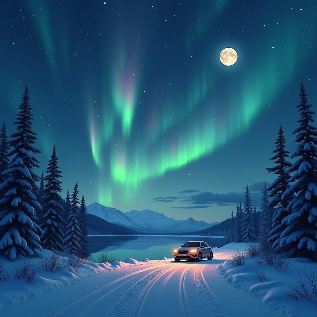 Serenene Winter Aurora Over Canadian Wilderness