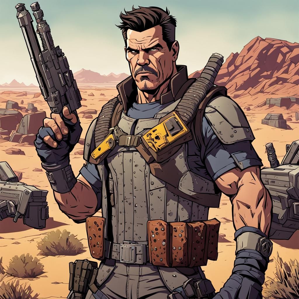 Cyberpunk Psychopath in Post-Apocalyptic Desert