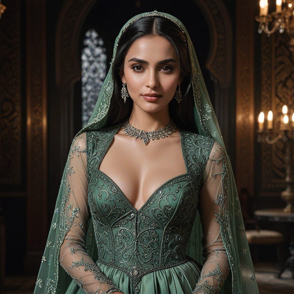 Ethereal Arabian Goddess in Gothic Elegance