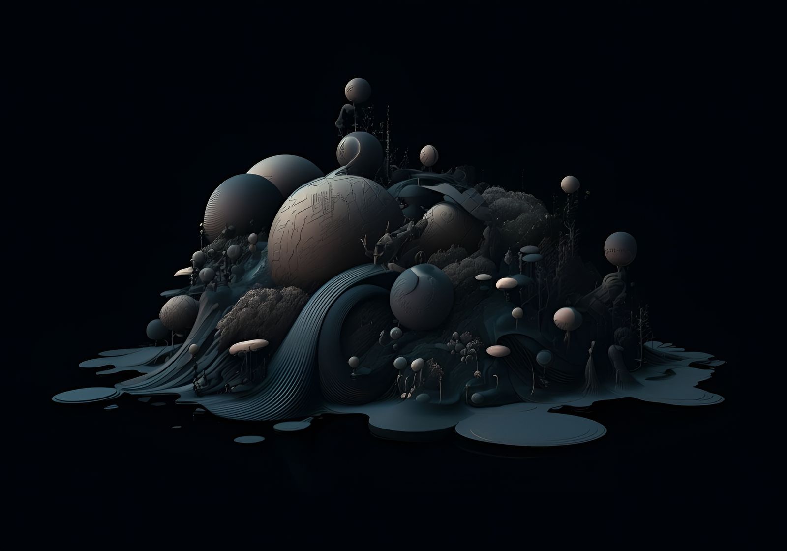 Hidden 3D Depiction in Austere Tetrachromatic Style