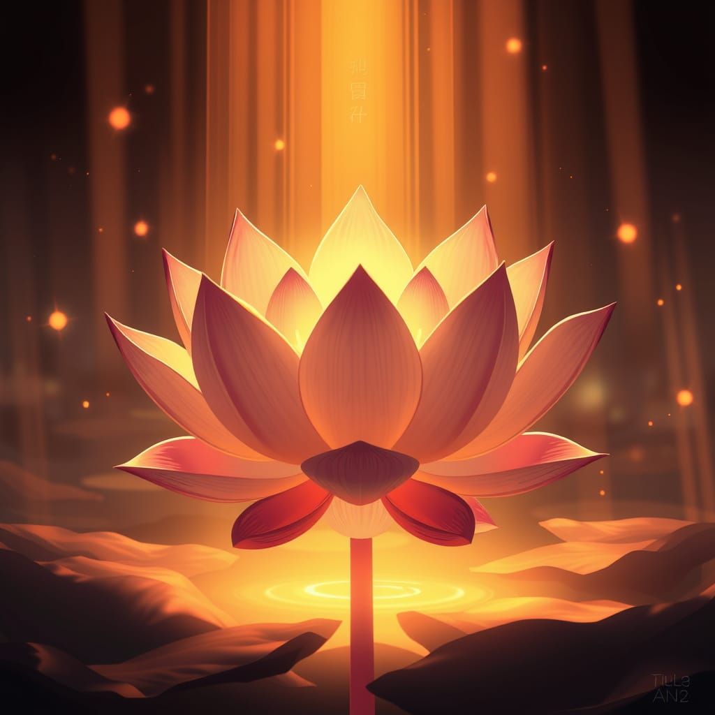 Glowing Lotus in Epic Anime Style