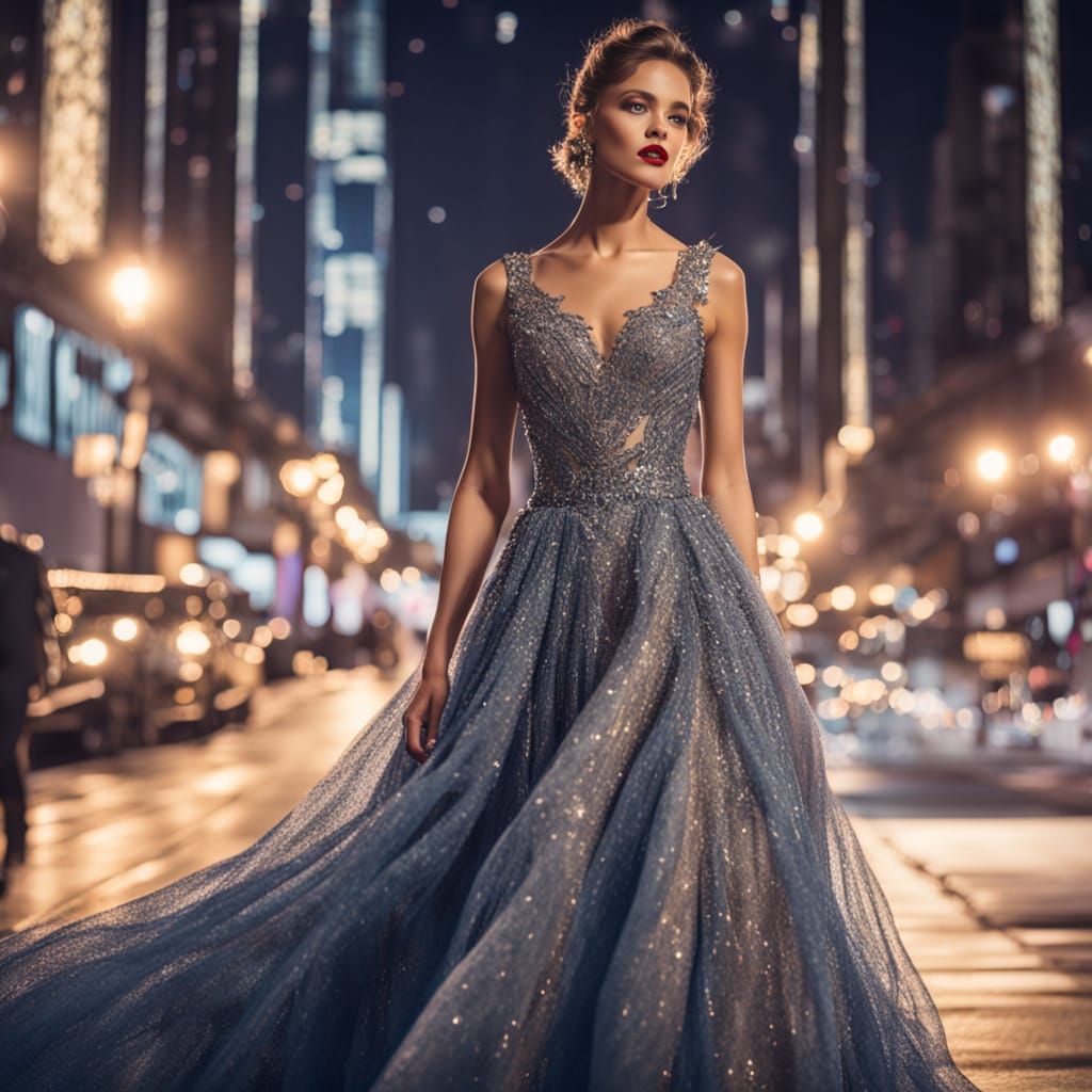 Curvy Model in Breathtaking Dress on Catwalk