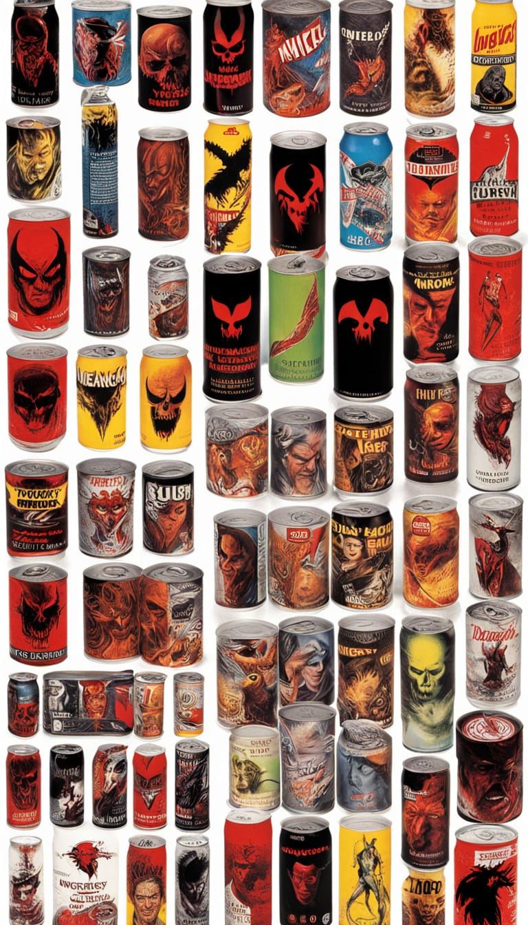 Demonic Energy Drinks: An Uncanny Horror Collage