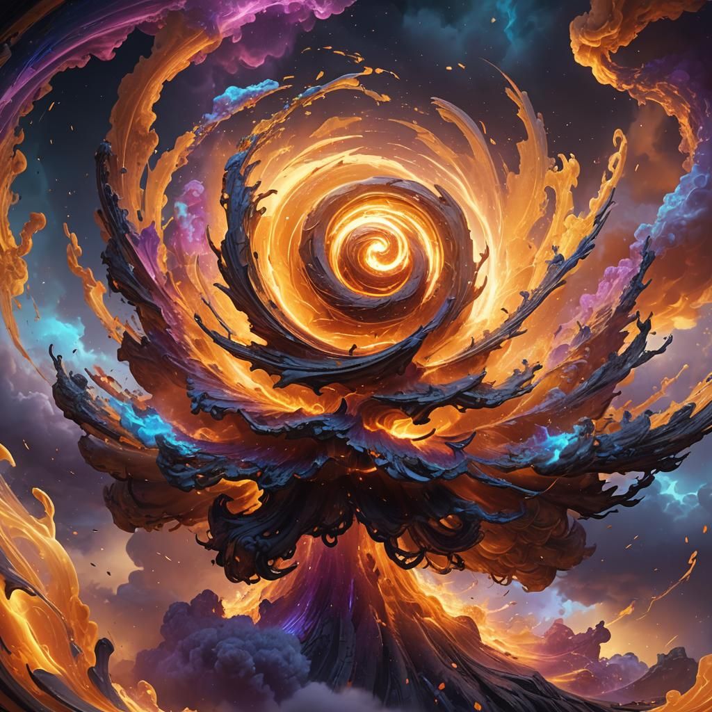 Glowing Being Emerges from Swirling Energies: Fantasy Art