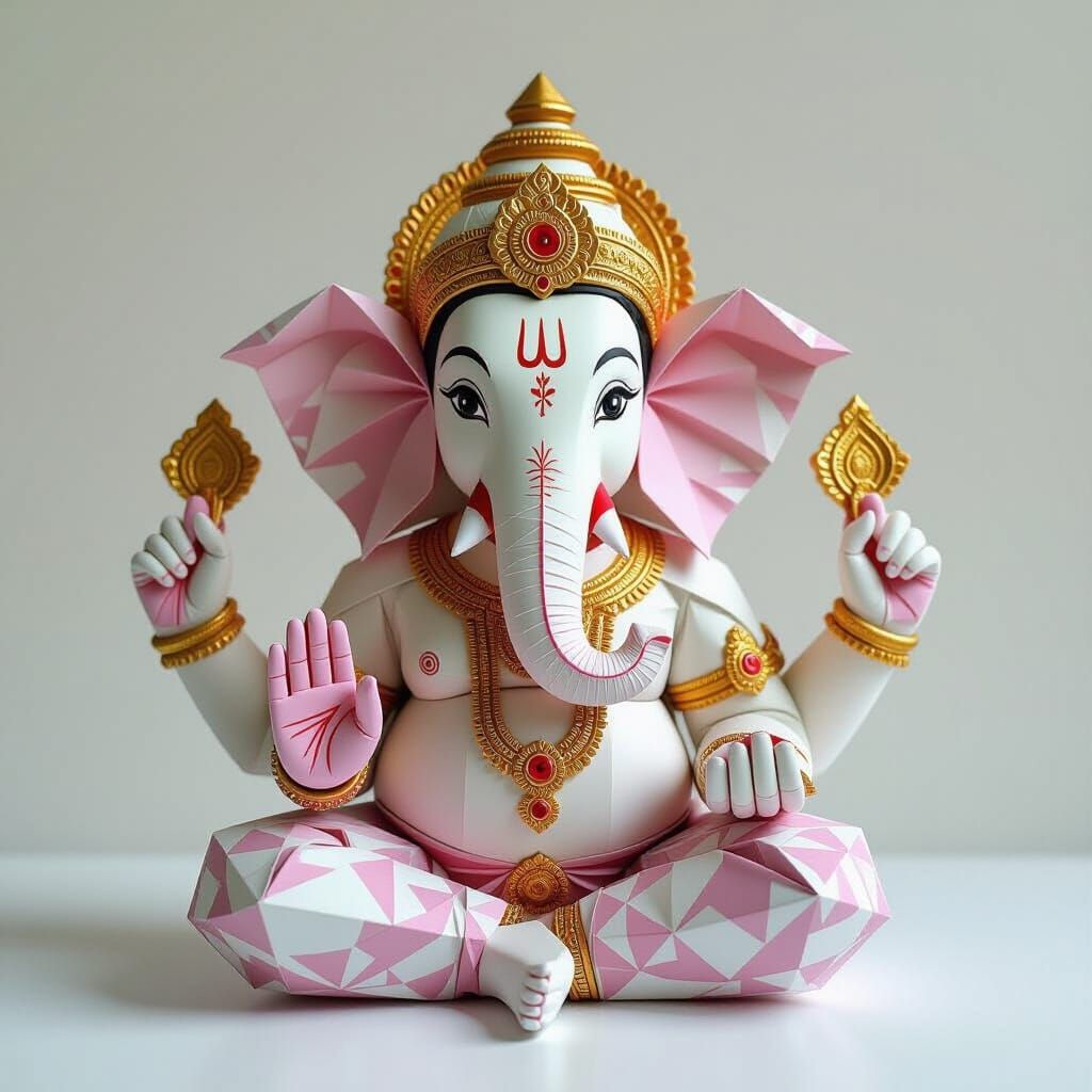 Origami Lord Ganesha with Geometric Patterns