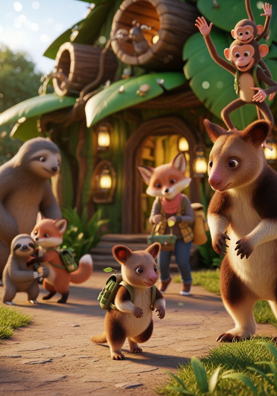 Cute Tree Kangaroo Reunion After School