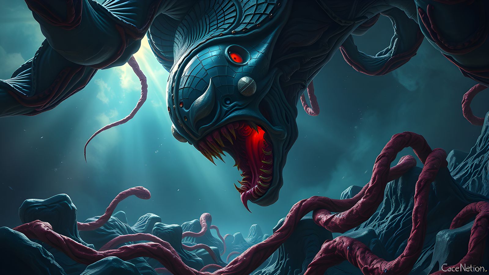 Nightmarish Cosmic Hellscape in Oil Painting Style