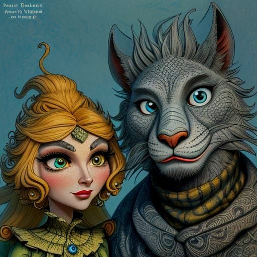 Whimsical Animal Caricature in Surreal Cartoon Style