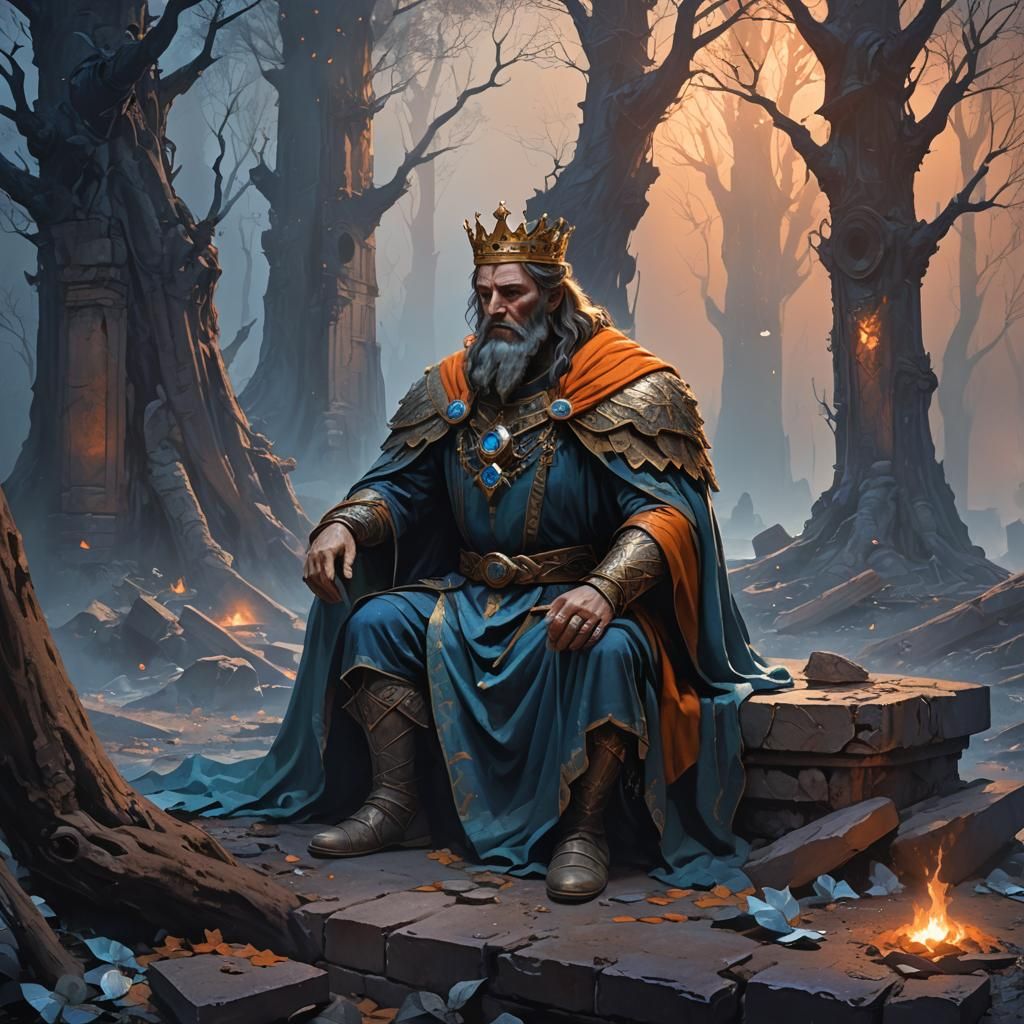 Sorrowful King in Exile with Baby