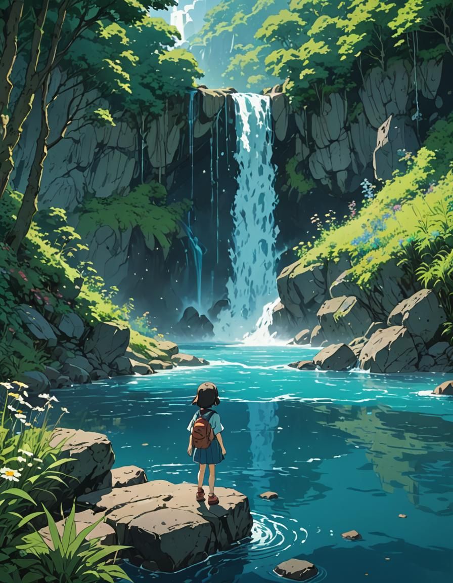 Adventure Near Waterfall