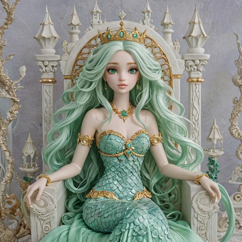 Mermaid Queen with Bioluminescent Castle