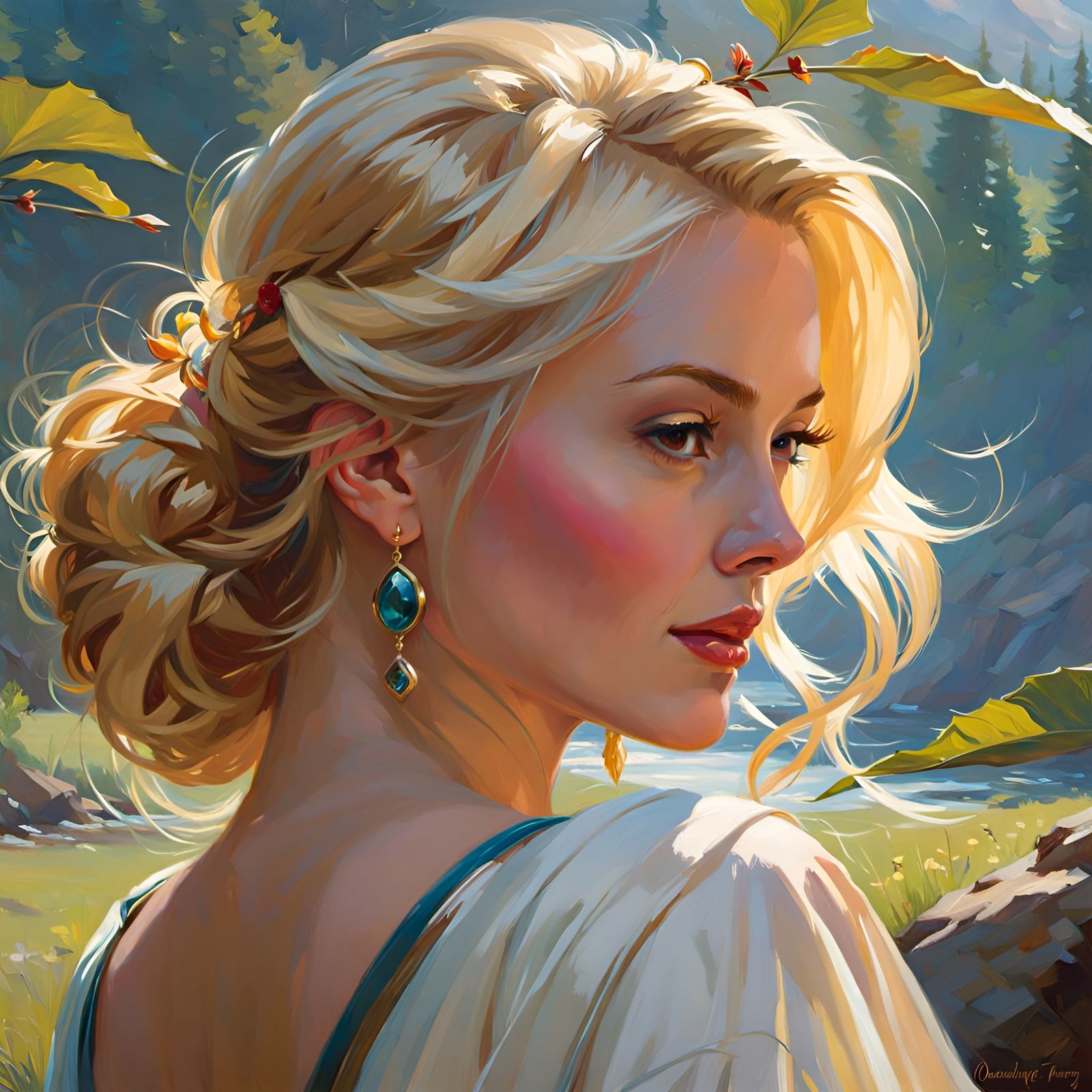 Gorgeous Blonde Woman Portrait in Fantasy Art Style