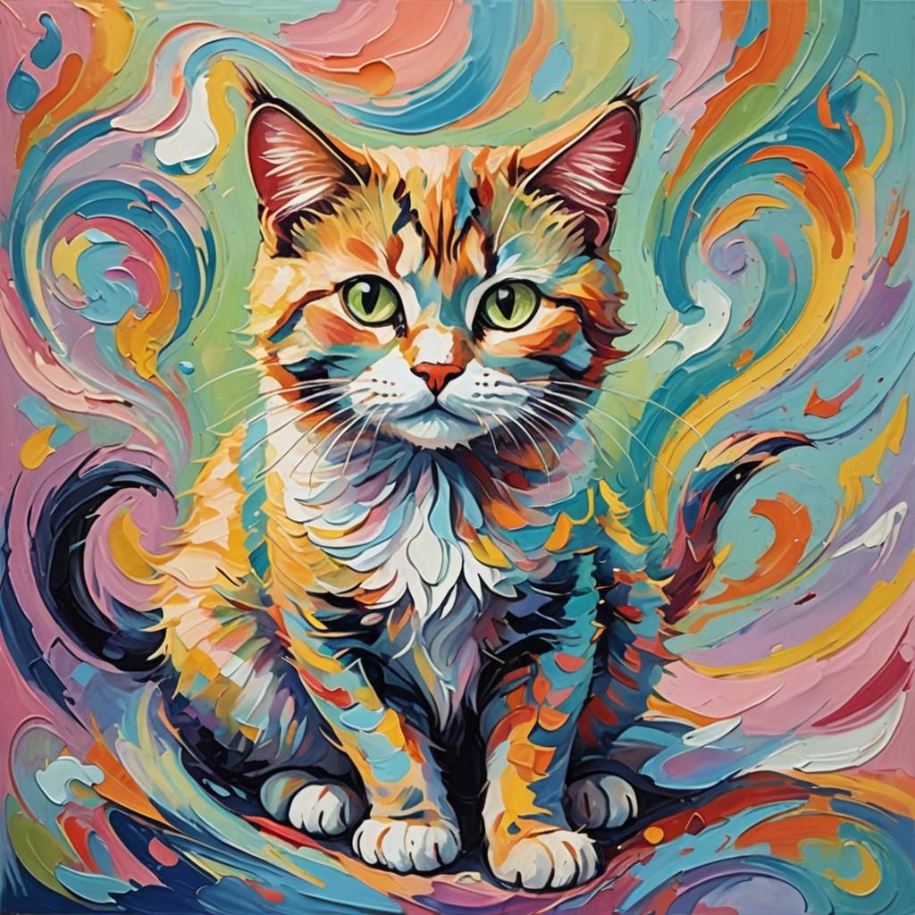 Cat Creates: Vibrant Fauvist Oil Painting