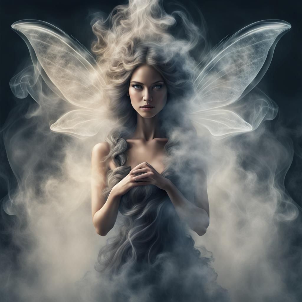 Ethereal Smoke Fairy: A Dreamlike Digital Illustration