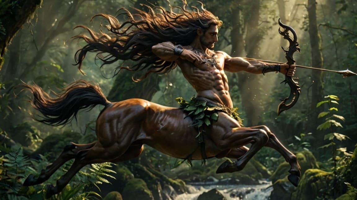 Majestic Centaur Leaping in Enchanted Forest