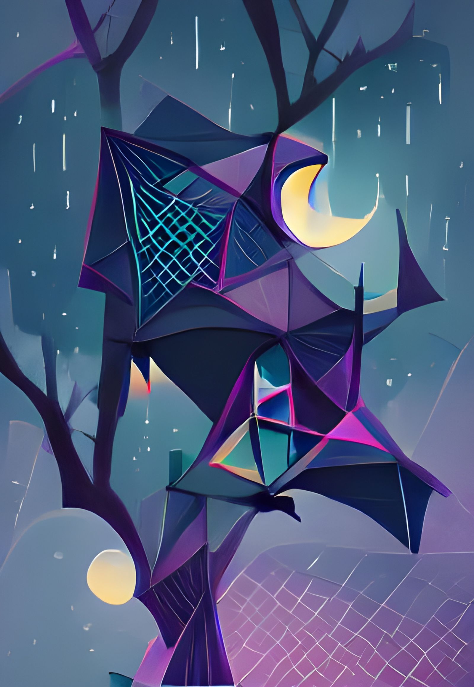 Geometric Midnight Dreary AI Art