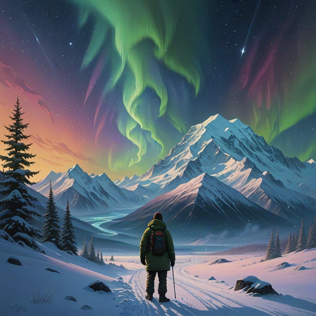 Majestic Mt. McKinley Illuminated by Northern Lights
