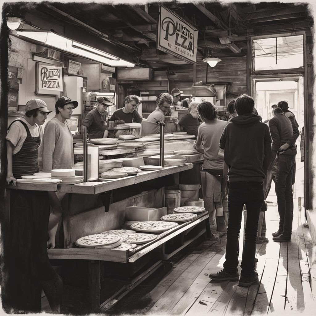 Sinister Pizza Shop Scene by Rutkowski