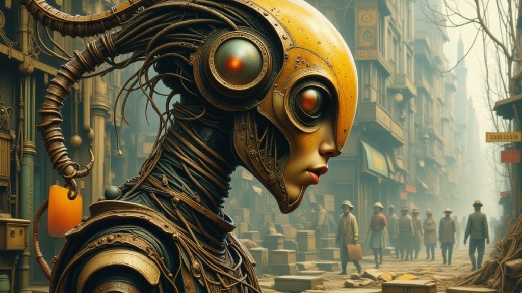 Alien Being Portrait in Dynamic Concept Art Style