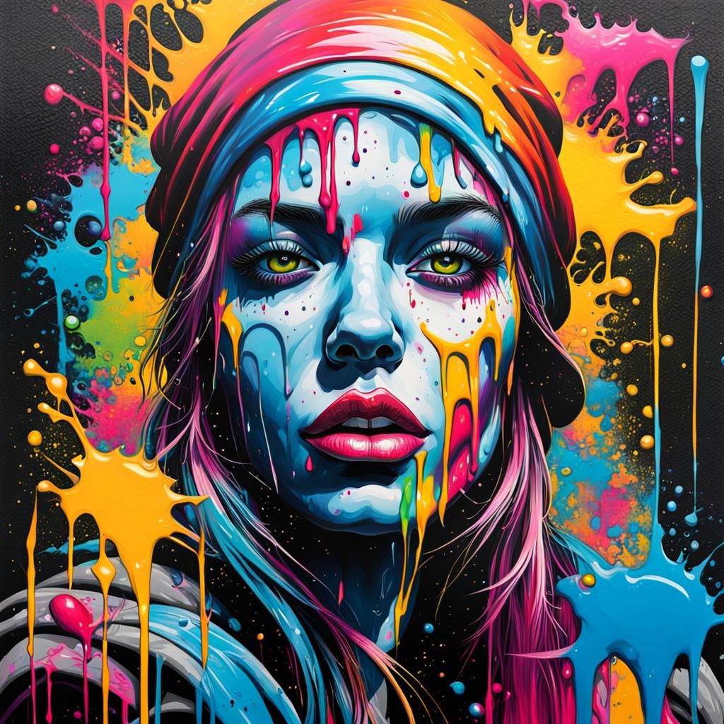 Vibrant Graffiti Girl in Street Art Style