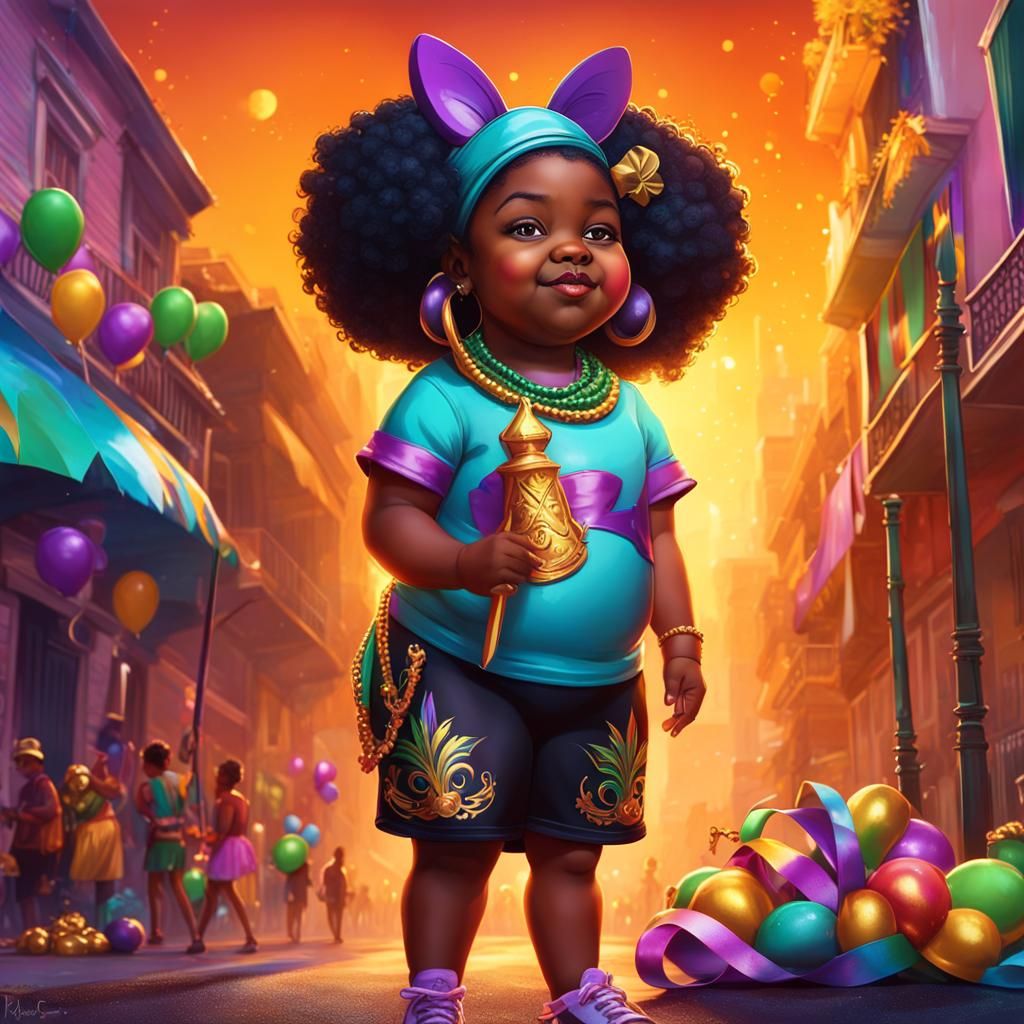 Mardi Gras Girl: Graffiti Art in Polychromatic Colors