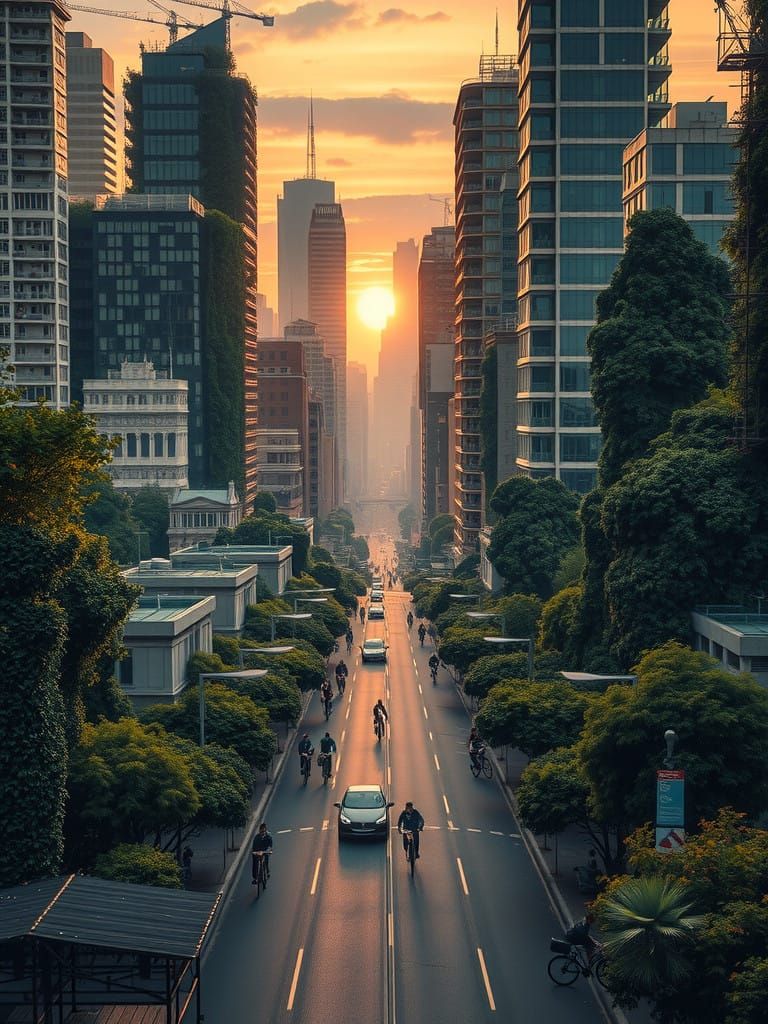 Urban Oasis Transformed by Nature in Vibrant, Hyper-Realisti...