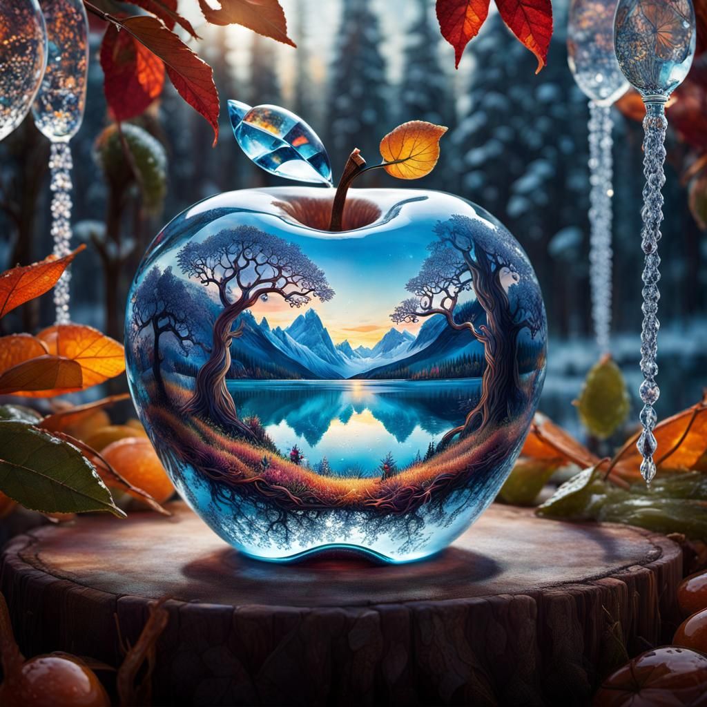 Crystal Apple: A Double Exposure Fantasy Illustration