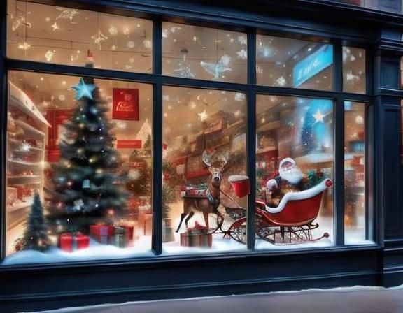 A Beautiful Christmas Window Display of a Toy Shop