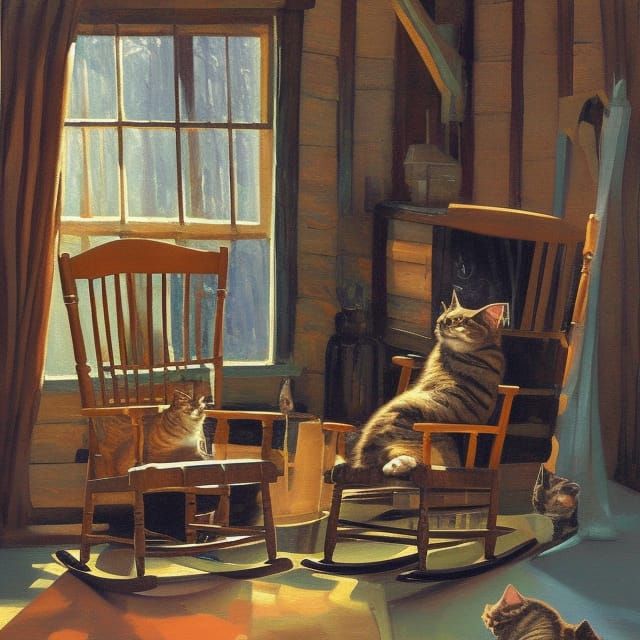 Cats Smoking Cigars: An Oil Painting