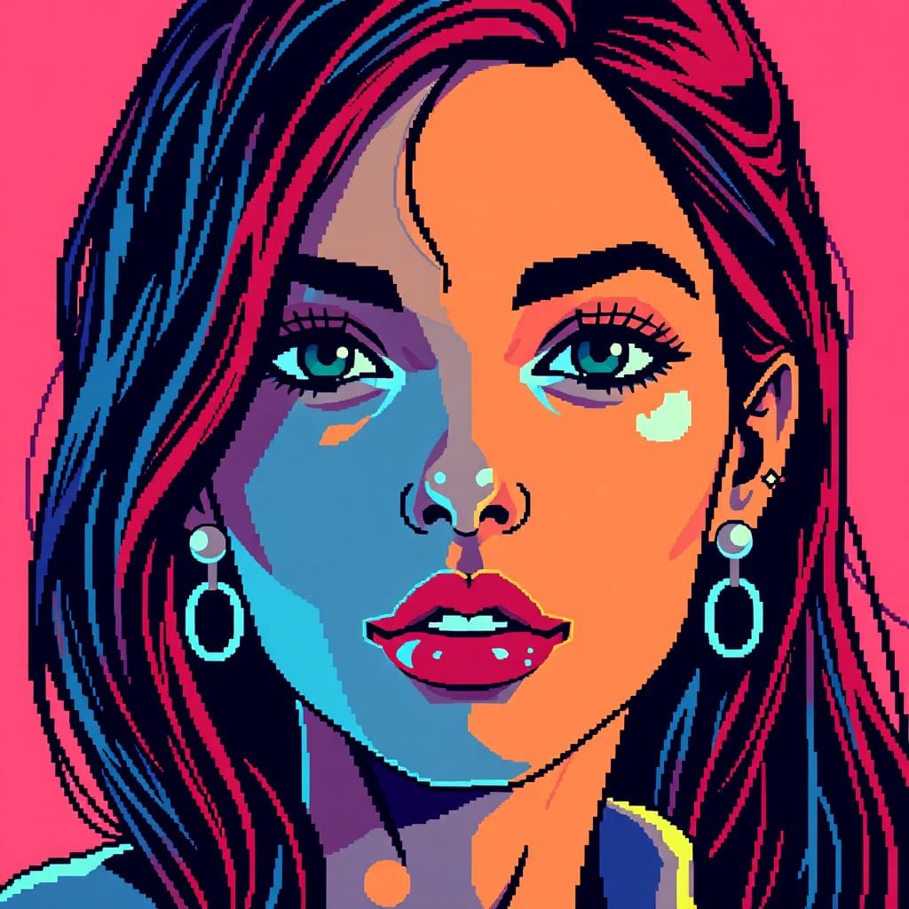 8-Bit Pixel Art Portrait of a Woman