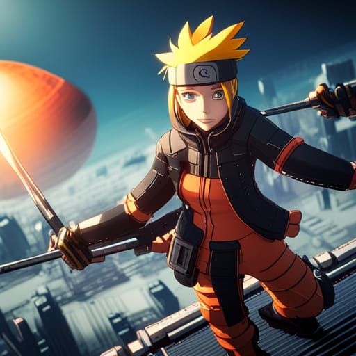 Futuristic Sci-Fi Anime Naruto with Mech Details