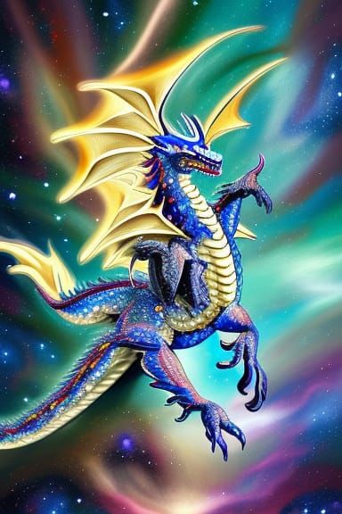 Majestic Dragon King with Galaxy Wings