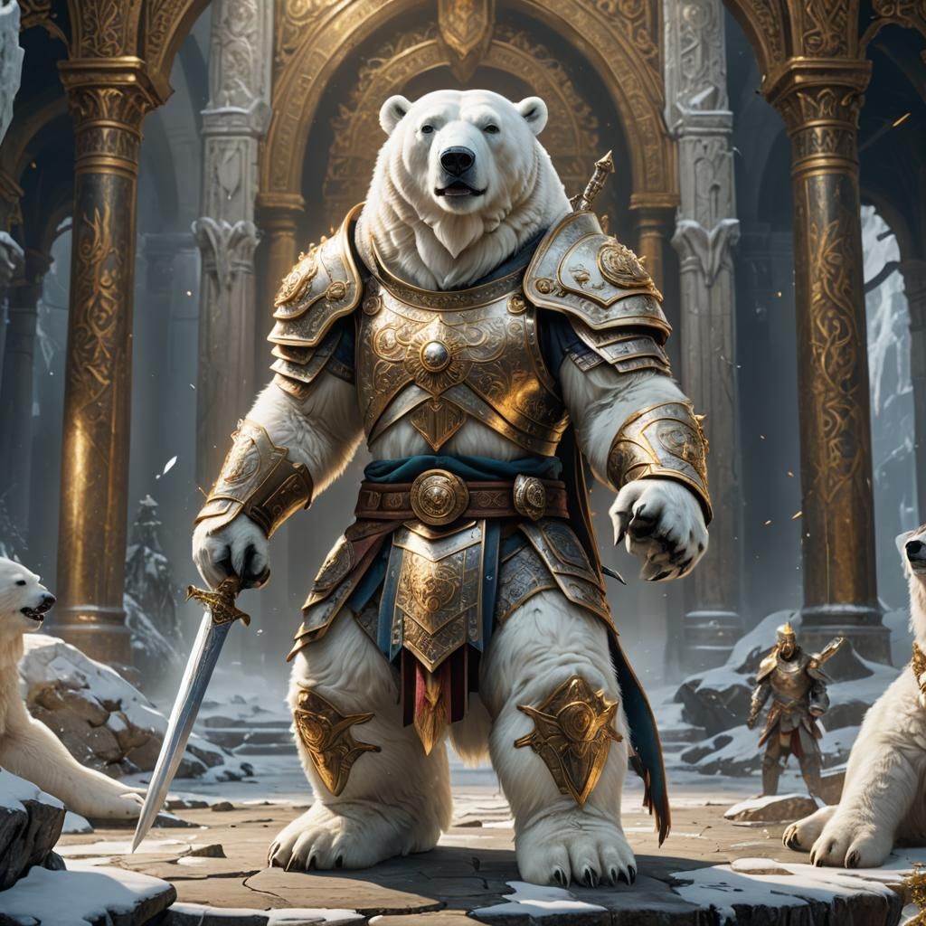 Armored Polar Bear Warrior in Detailed Fantasy Art