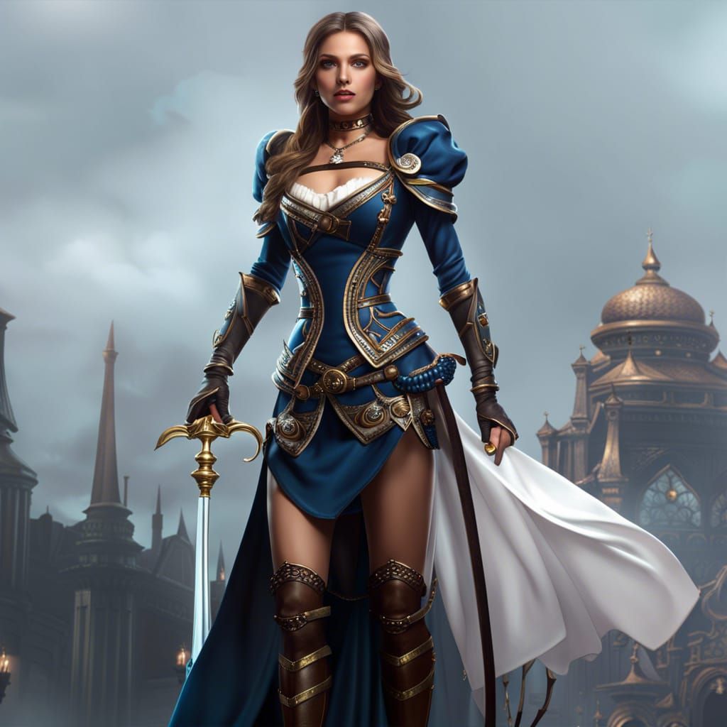 fantasy worrior girl in boots