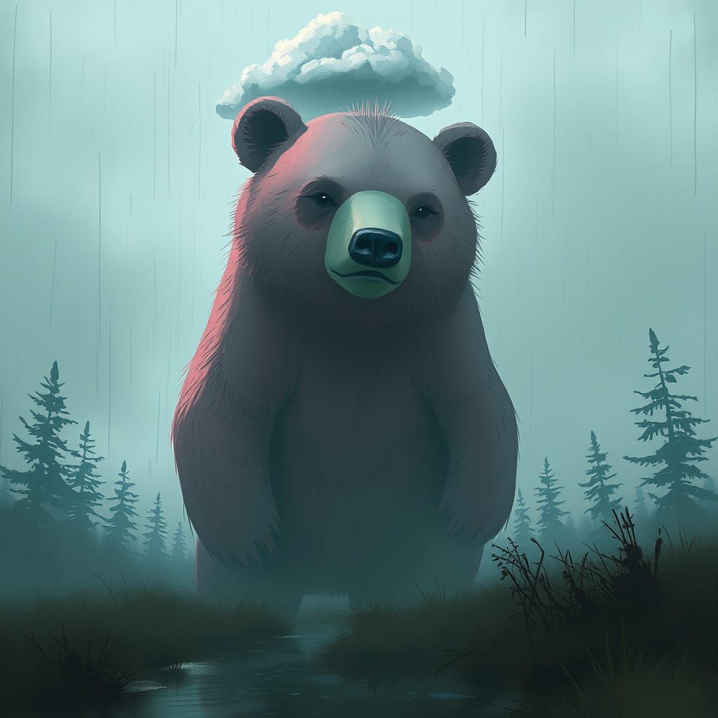Mysterious Pink Bear Embarks on a Moody Adventure