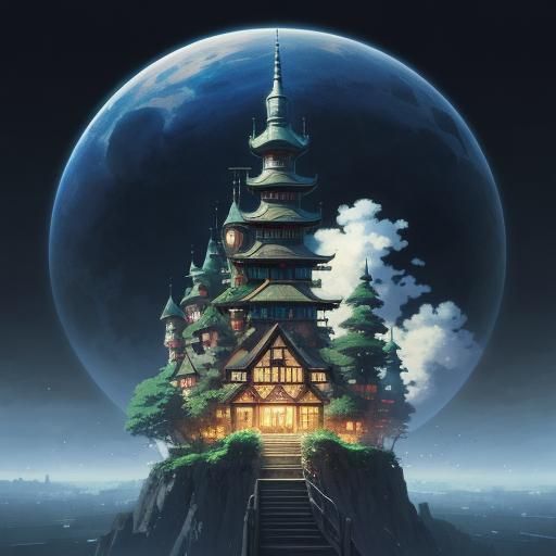 Glass Christmas Tree in Studio Ghibli Style