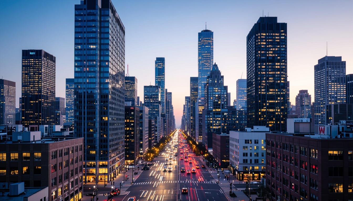 Vibrant Cityscape with Soft Natural Lighting