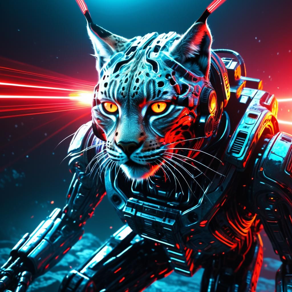 Cybernetic Lynx Melts Spaceship: Hyper-Realistic Sci-Fi Acti...