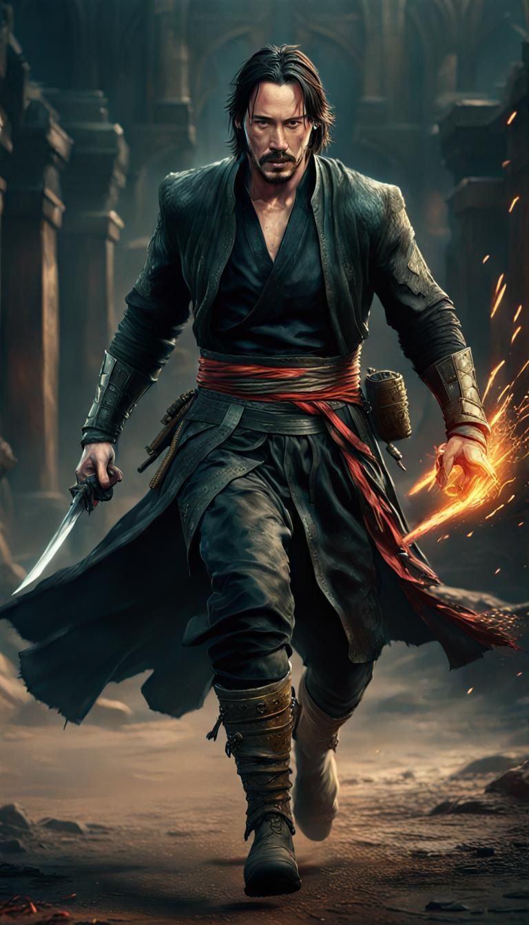 Keanu Reeves: Epic Fantasy Fighter Concept Art