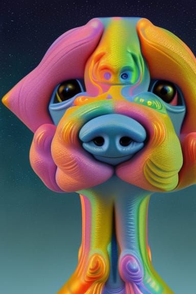 Psychedelic Claymation Dog in Fractal Galaxy