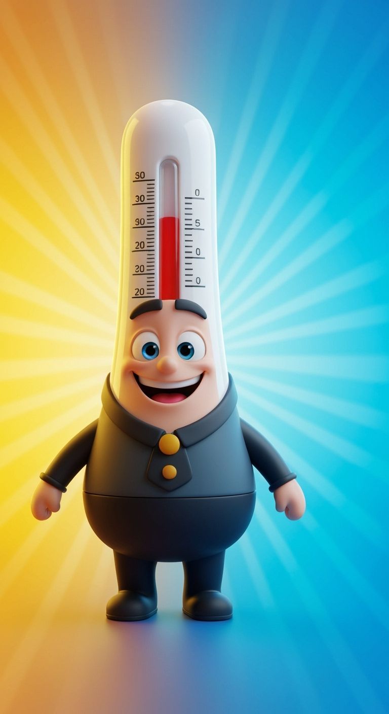 Cute Thermometer Man Character Design in Pixar Style