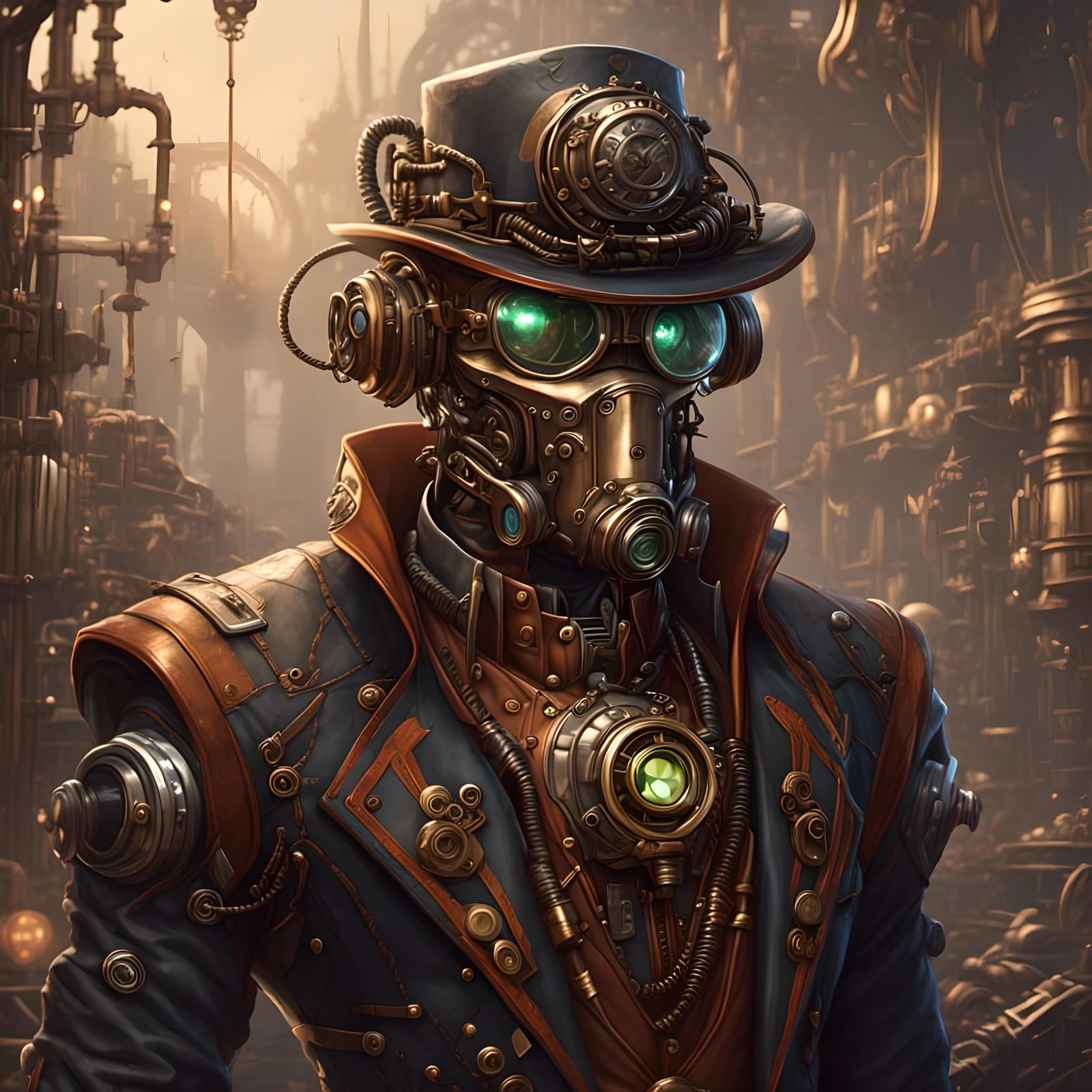 Handsome Steampunk Mecha Mage Portrait