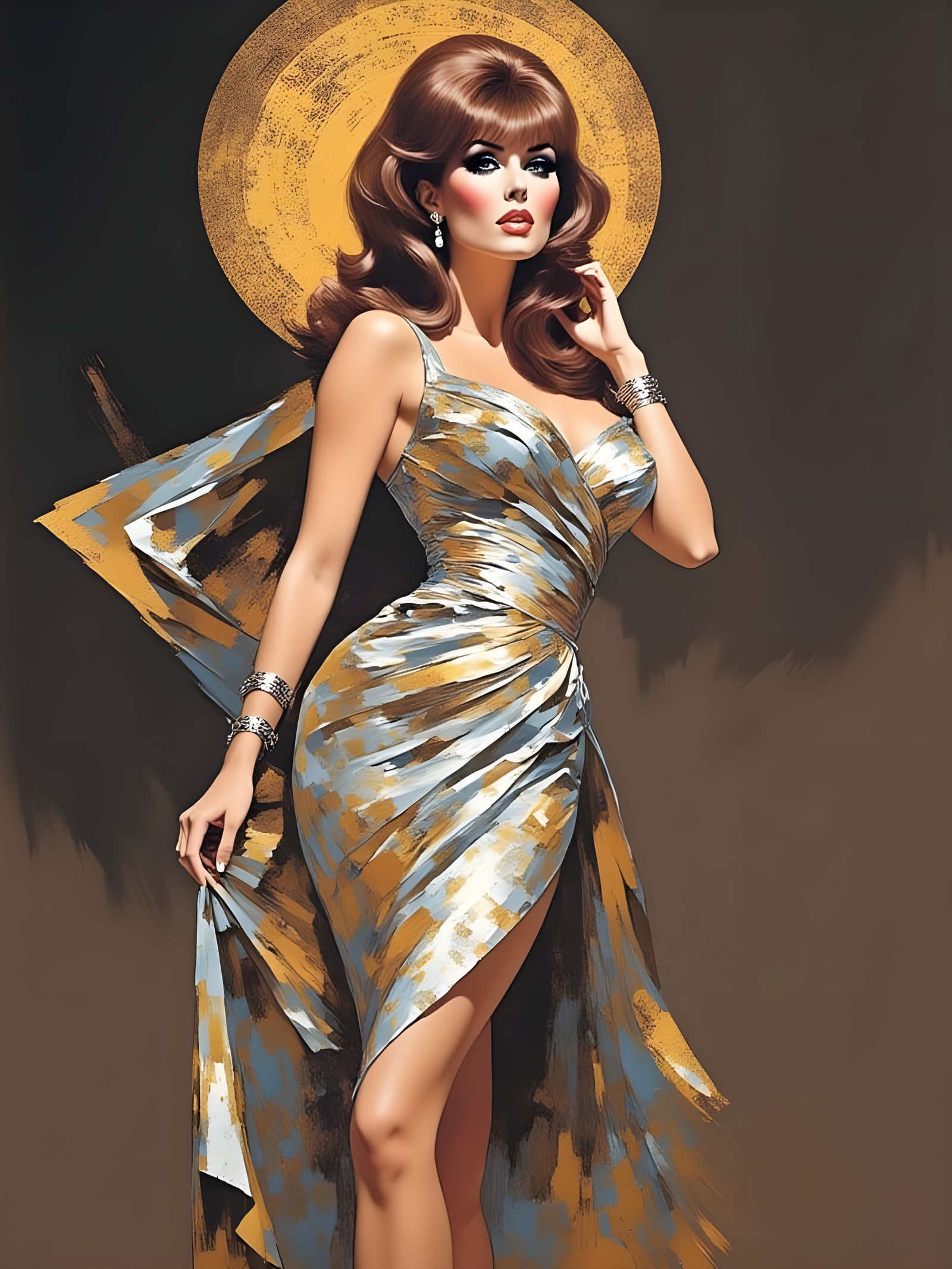 Abstract Brutalist Portrait of Raquel Welch