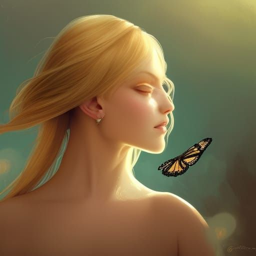 Girl with Butterflies: Hyperdetailed Digital Portrait